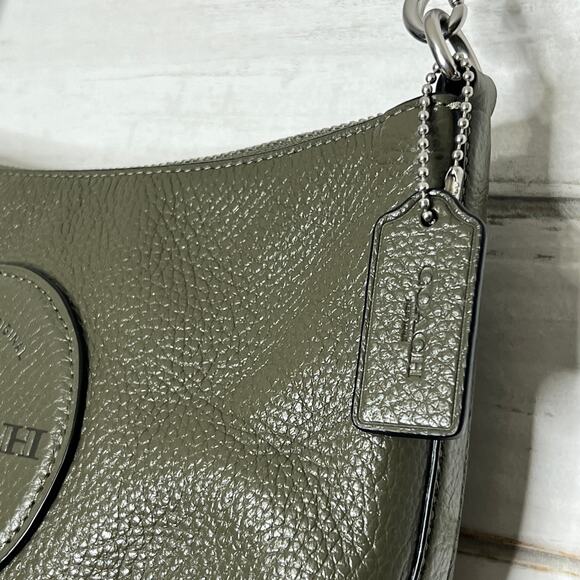 Coach Dempsey Shoulder Bag Patch Logo Olive Green - Picture 5 of 13
